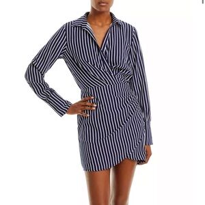 AQUA Striped Shirt Dress